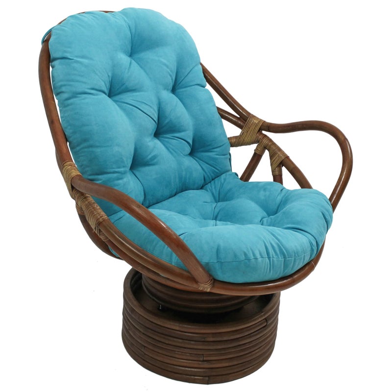 Blazing Needles,Polyester Microsuede Tufted High Back Chair Cushion, 1 Count (Pack of 1), Aqua Blue